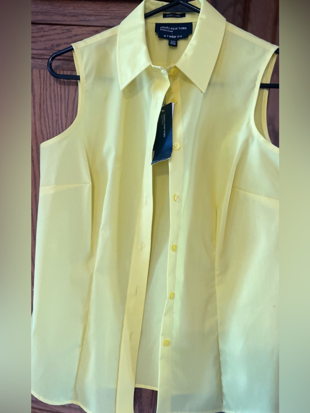 Jones New York Yellow Sleeveless Button-Down Shirt